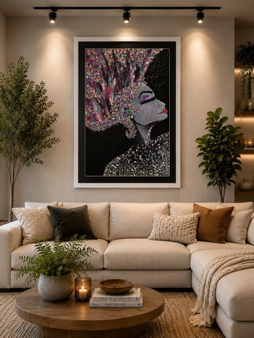 HANDCRAFTED Framed Abstract Alien Painting HANDMADE Artwork HANDPAINTED Wall Art